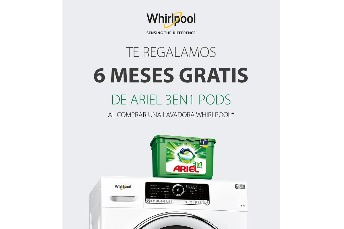 seis meses de detergente ariel con las lavadoras y lavasecadoras de whirlpool
seis meses de detergente ariel con las lavadoras y lavasecadoras de whirlpool