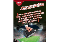 one for all regala entradas vip para el camp nou one for all regala entradas vip para el camp nou