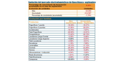 la facturacin de la lnea blanca cae un 808 en septiembre la facturacin de la lnea blanca cae un 808 en septiembre